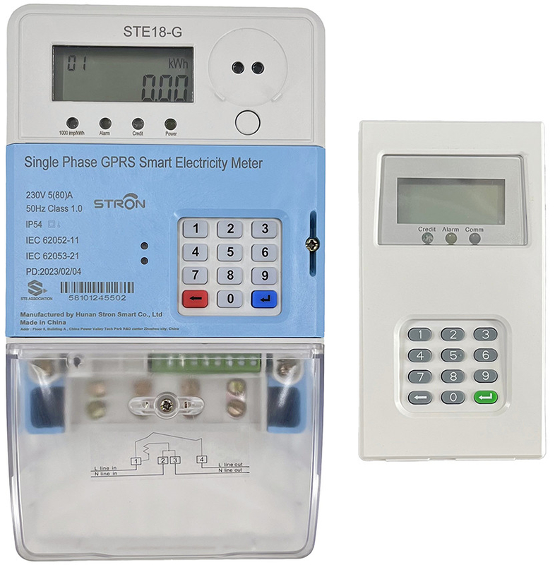 Ön Ödemeli Bölünmüş Tuş Takımı Tek Fazlı Enerji Sayacı Düşük Kredi Alarm Simgesi Tipi