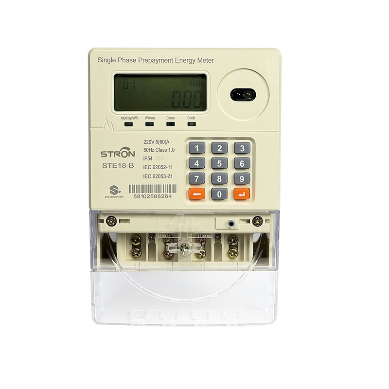 IP54 Akıllı Çoklu Tarife/Anti-Tamper/ Güç Sınırı Ön Ödeme Klavye Tek Fazlı Elektrik Sayıcısı Satış Yazılımı ile