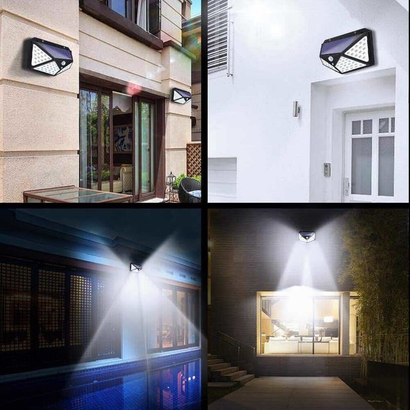 Avlu Solar Dış Duvar Lambaları 100LED Gövde İndüksiyon Koridor Işıkları