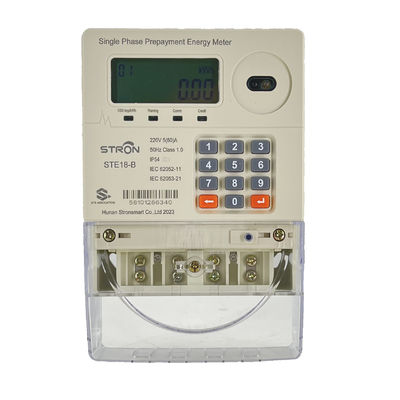 Stron STE18-B Ön Ödemeli Tek Fazlı İki Telli Akıllı Enerji Sayacı, IP54 Su Geçirmez LCD Ekran, Sınıf I Doğruluk, LORA-RF, 230V 60A